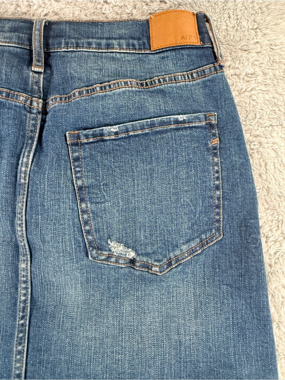NWT Aeropostale High Rise Mini Skirt Distressed Denim Raw Hem Blue Size 8 - Picture 8 of 12